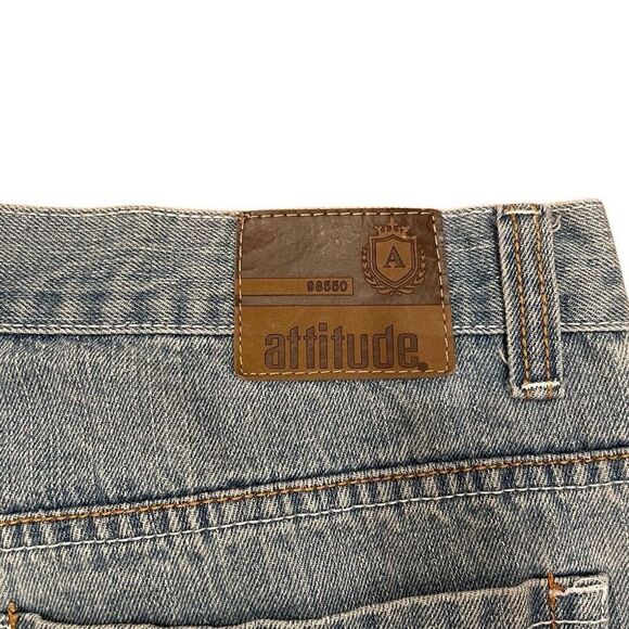 Vtg Attitude Mens Loose Bootcut Wide Leg Jeans 36x32 Kendrick Lamar Embroidered - Picture 8 of 8